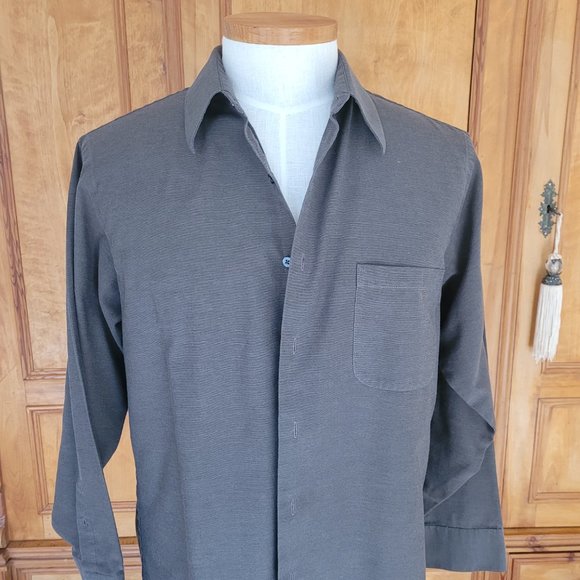 Muted Dark Olive Green Button Down Shirt By Geoffrey Beene. Size 16 1/2" - Picture 8 of 10